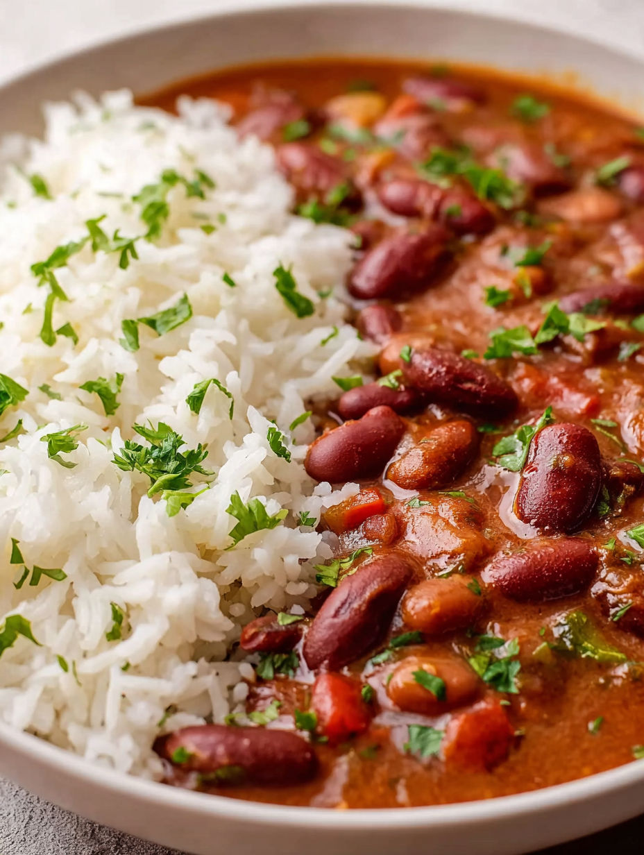 A bowl of beans and rice.