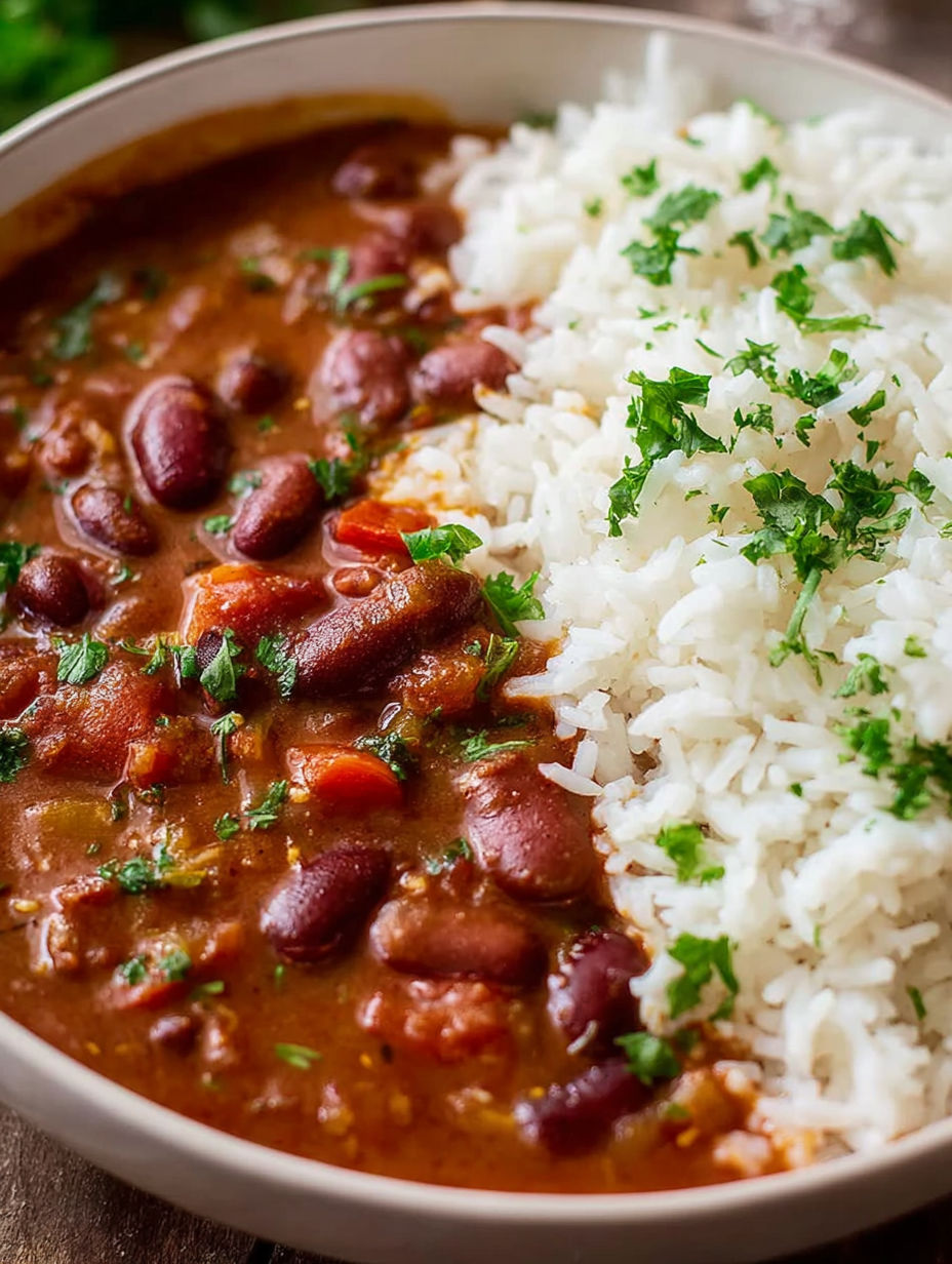 A bowl of beans and rice.