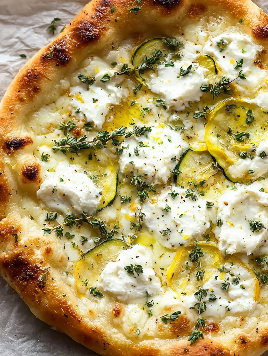 A pizza with yellow and green toppings.