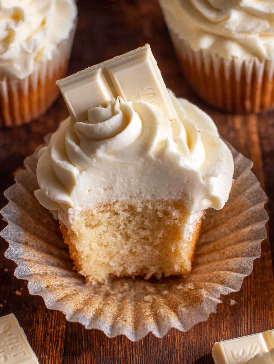 A slice of white chocolate cupcake.