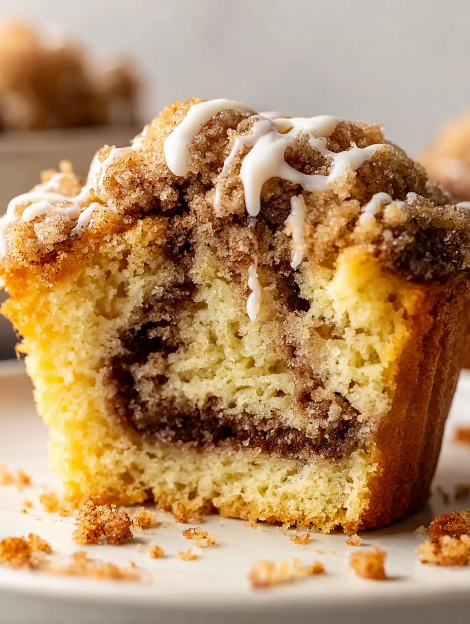 A slice of coffee cake muffin.