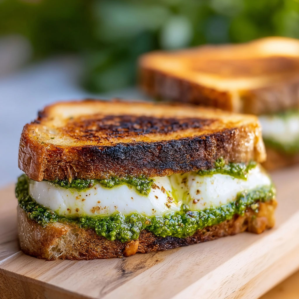 A grilled cheese sandwich with burrata cheese.