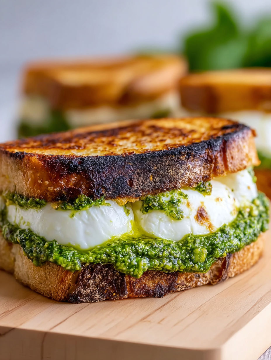 A grilled cheese sandwich with burrata cheese.