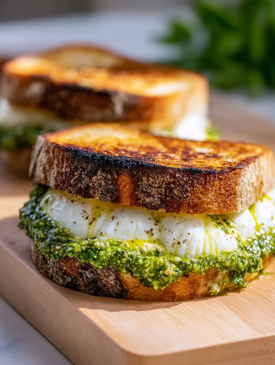 A grilled cheese sandwich with burrata.