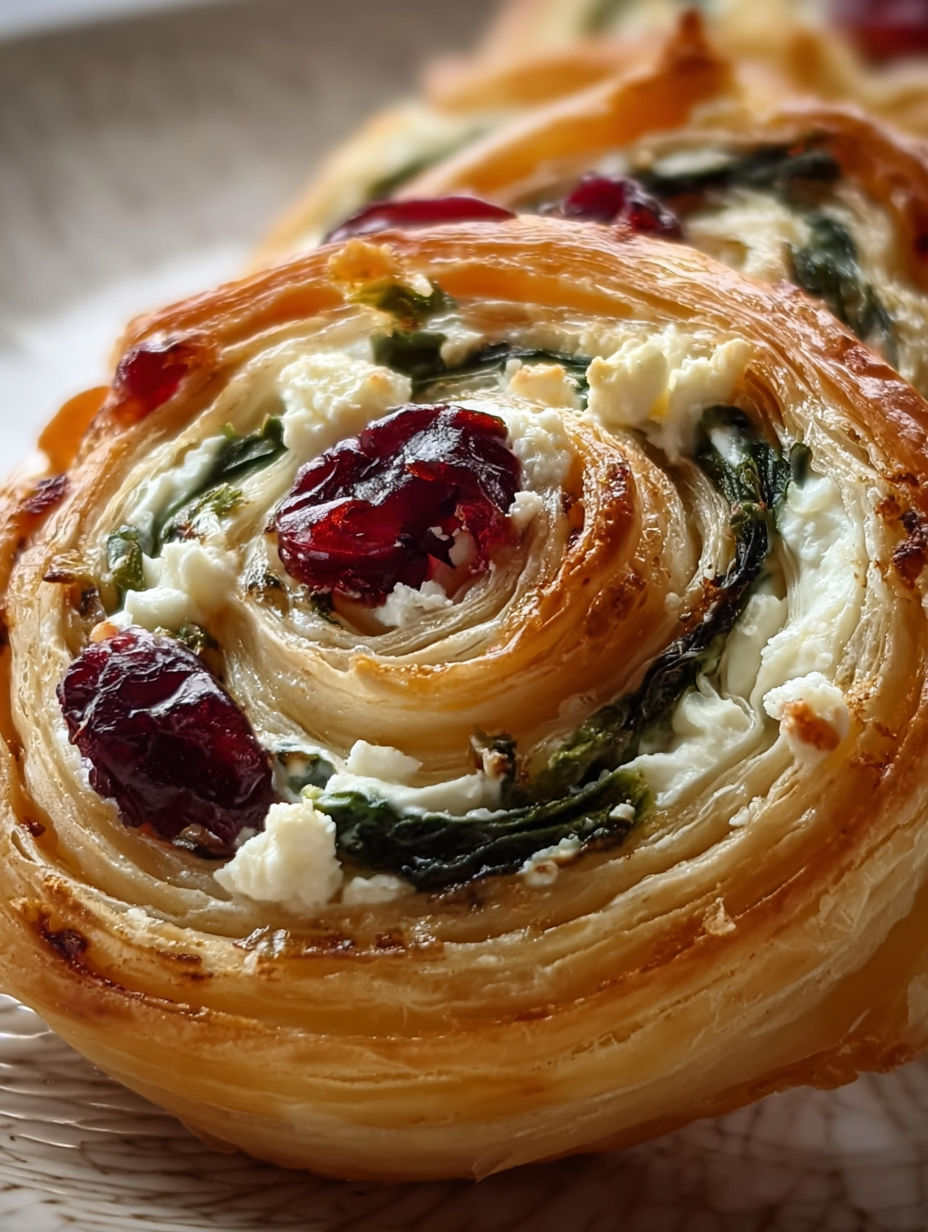 A pastry with cranberries and cheese.