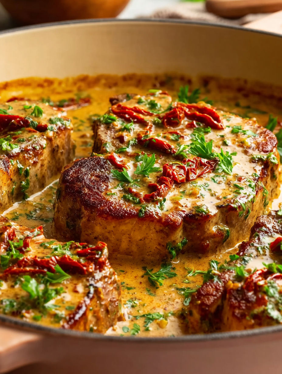 Garlic Marry Me Schweinekoteletts.