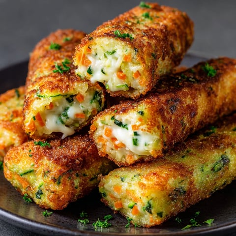 Zucchini-Karotten-Käse-Sticks on a plate.