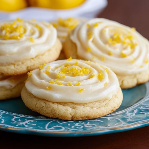 Three cookies with yellow frosting.