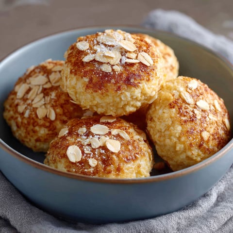 A bowl of quark-taler with haferflocken.