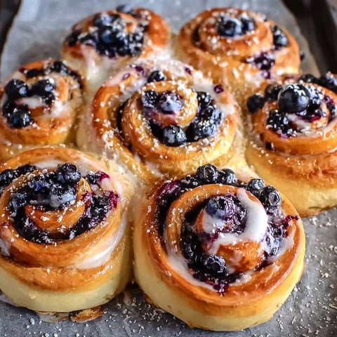 A tray of blueberry swirl pastries.