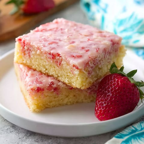 A slice of strawberry lemon blondies.