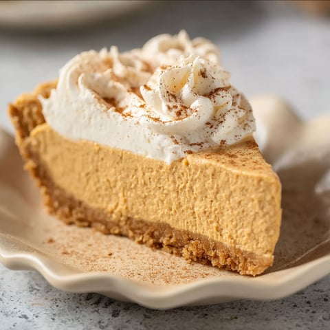 A slice of pumpkin pie with whipped cream on top.