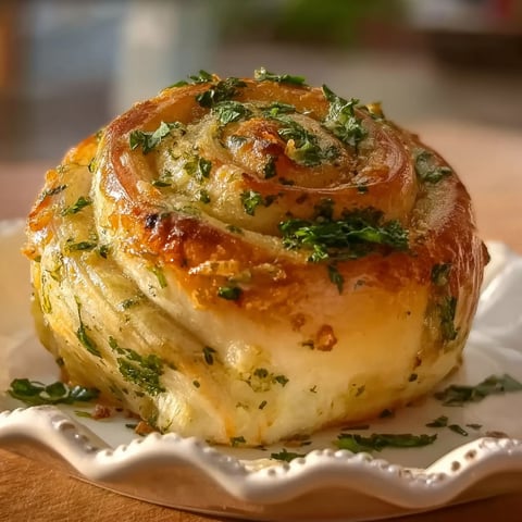 A plate of garlic rolls with cheese on top.