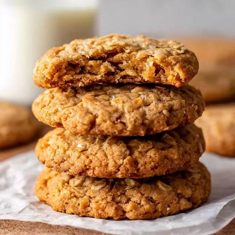 A stack of peanut butter oatmeal cookies.
