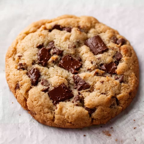 A close up of a chocolate chip cookie.