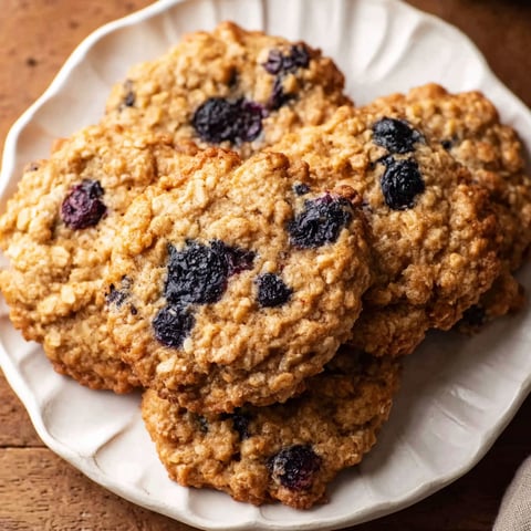 A plate of blueberry oatmeal cookies.