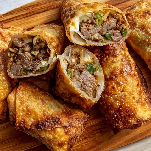 A plate of Philly Cheesesteak Eggrolls.