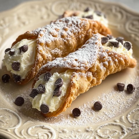 A plate with two pieces of chocolate covered cannoli.