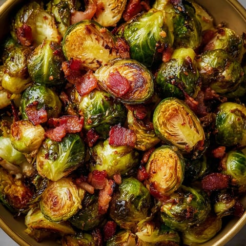 A bowl of bacon and brussels sprouts.