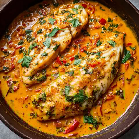 Tilapia in a tomato sauce.