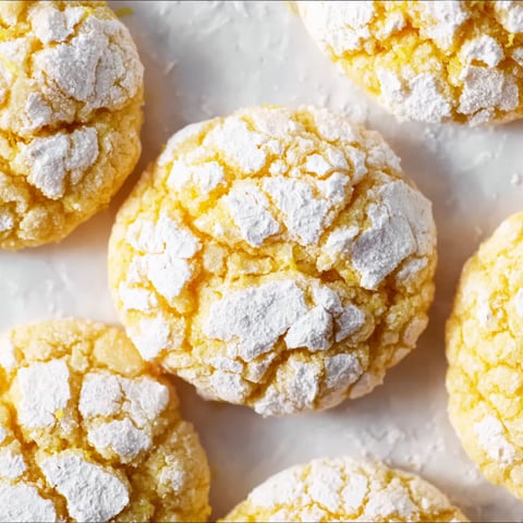Lemon crinkle cookies on a white plate.