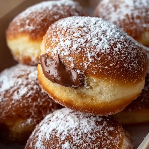 A box of beignets with chocolate sauce.