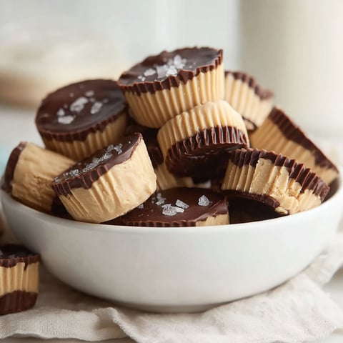 A bowl of chocolate and peanut butter cups.