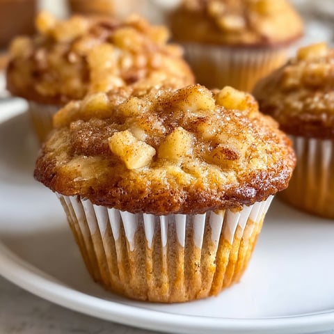A plate of muffins with a mix of apples and cinnamon.