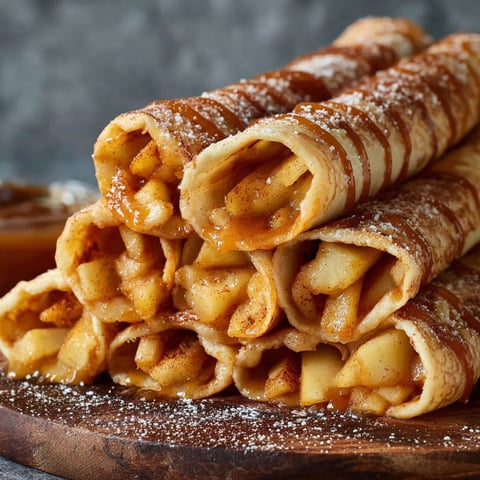 A stack of crêpes with apple filling and cinnamon.
